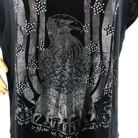 Rock & Republic MEDIUM Black Burnout USA American Eagle Oversized Tee Shirt - Picture 2 of 5